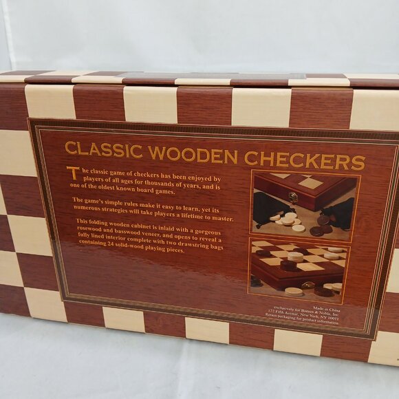 Classic Wooden Checkers with Inlaid Rosewood / Basswood Veneer Board - Picture 2 of 7